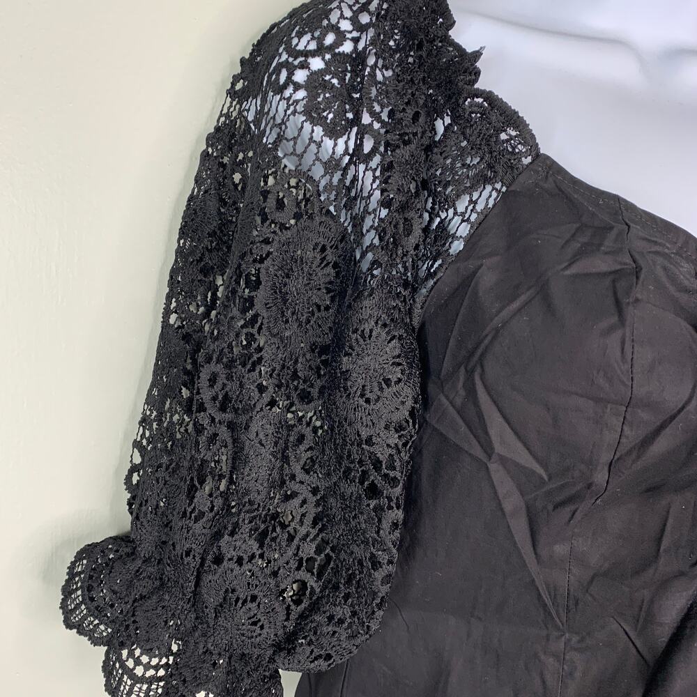 Black Corset Top With Long Lace Sleeves Bow New Medium - Picture 4 of 8